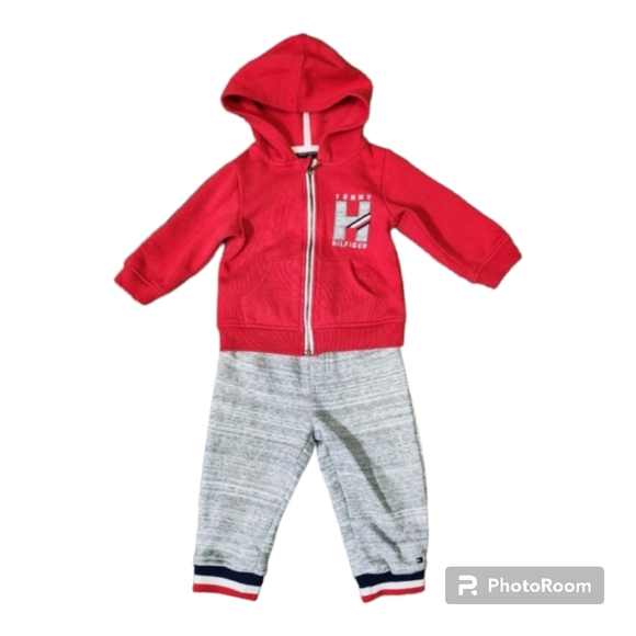 TOMMY HILFIGER  Baby Sweat Suit Hoodie Full Zip WARM Size 12M - Picture 1 of 13